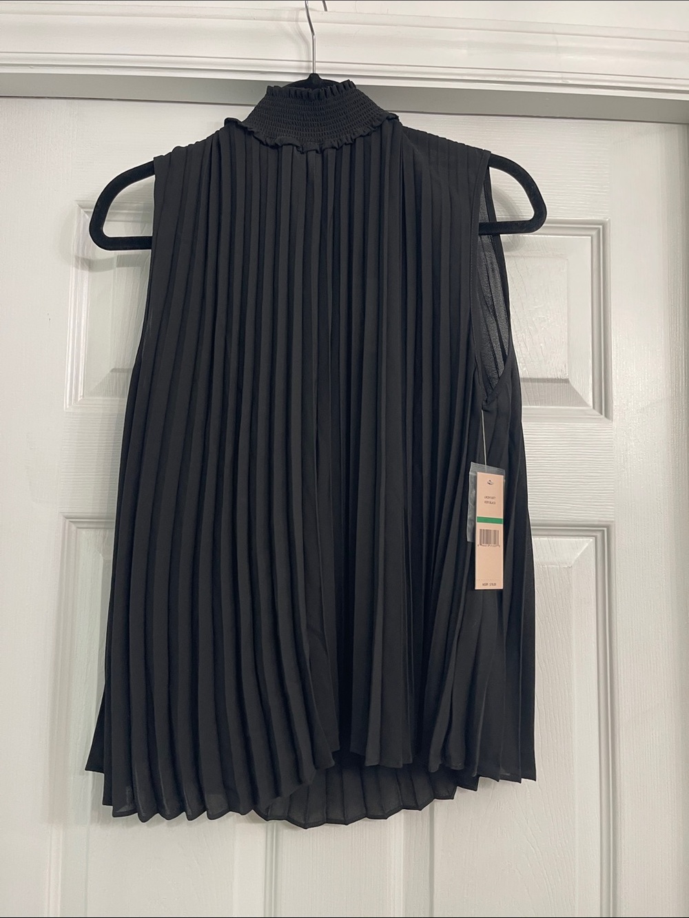 Nanette Lepore Black Sleeveless Pleated Mock Neck Blouse